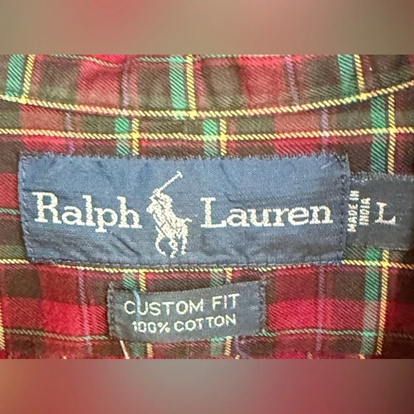 Ralph Lauren EUC custom fit, plaid Long
Sleeve Button-Down Cotton Shirt Size L - Picture 3 of 10